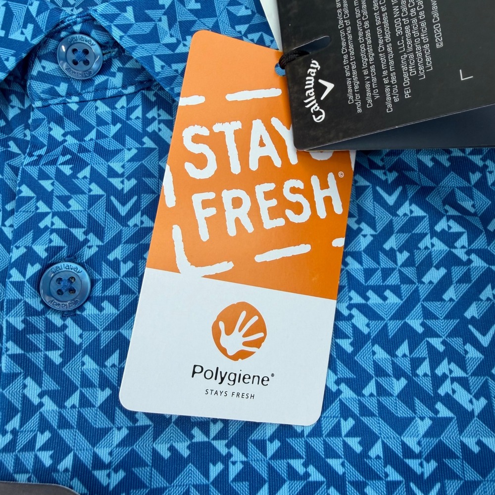 Callaway Polo Shirt Mens 2XLT Vallarta Blue Opti-Dri Swing Tech Golf Stretch NEW - Picture 10 of 16